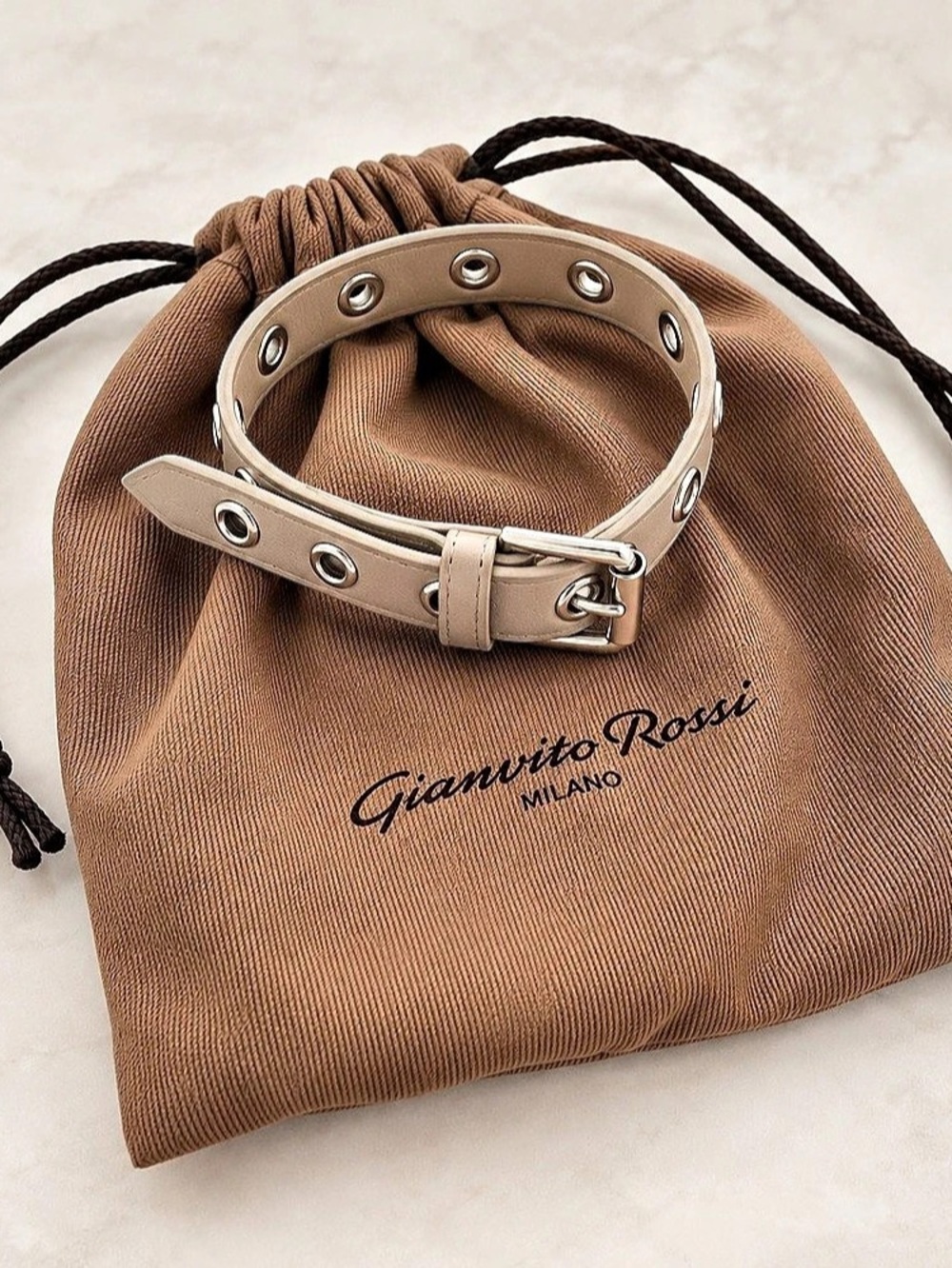 Gianvito Rossi Ribbon Loop Bracelet Belt Grey